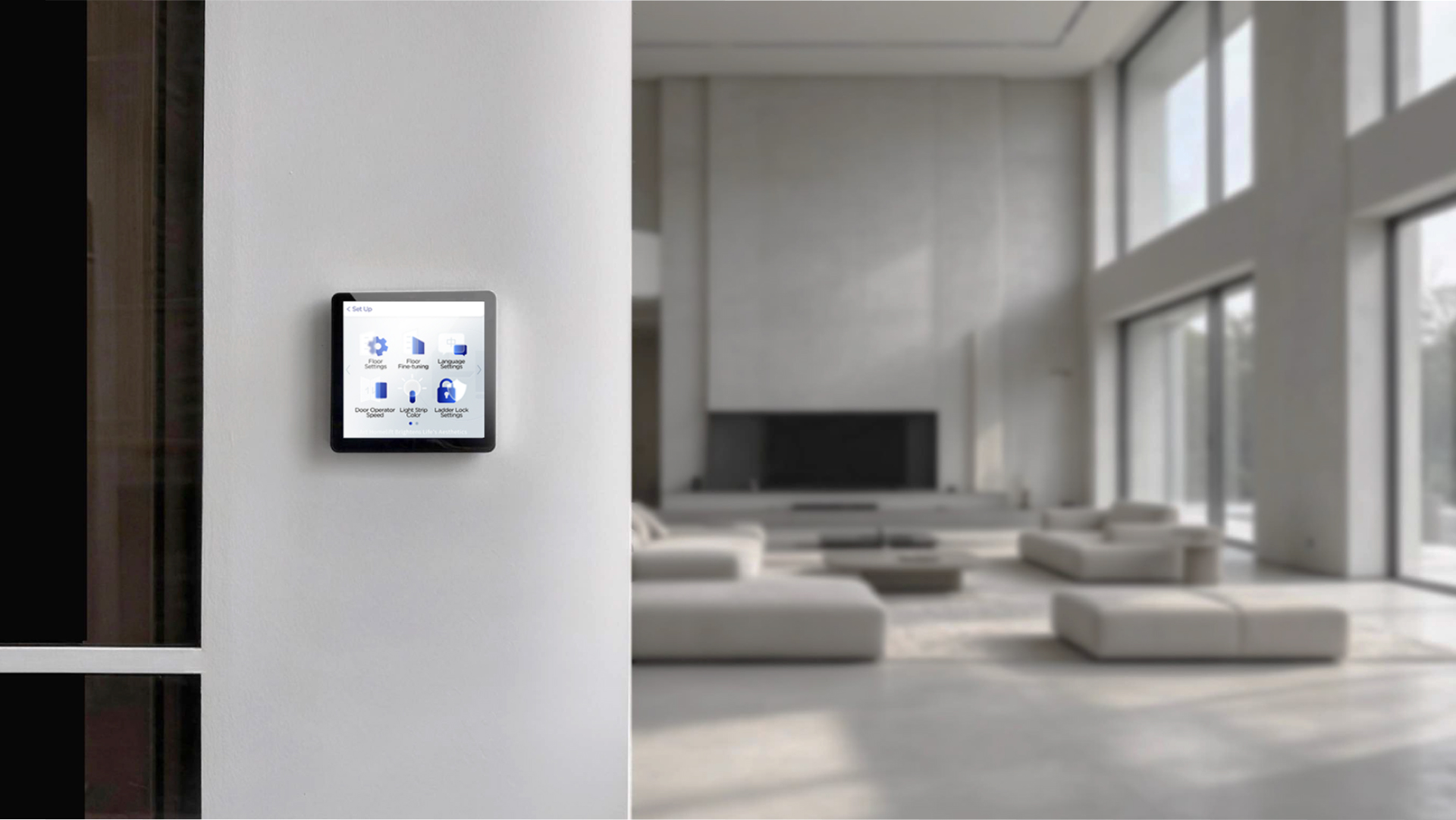 External smart lift display installed on a wall